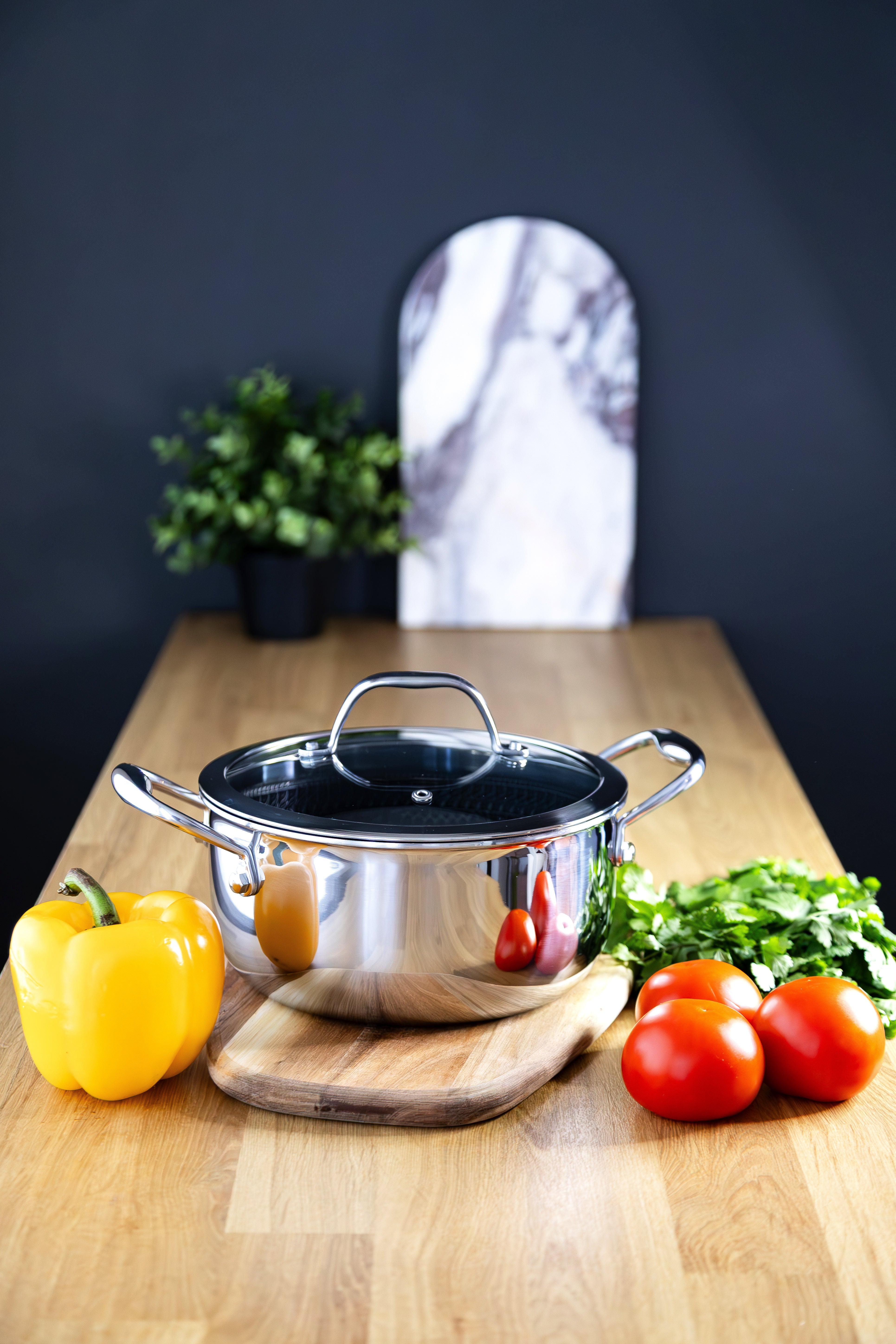 Stálhreiður pottur m/loki 20 cm